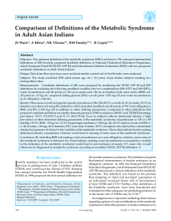 Comparison of Definitions of the Metabolic Syndrome in Adult