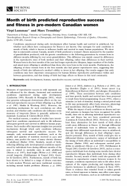 Month of birth predicted reproductive success and