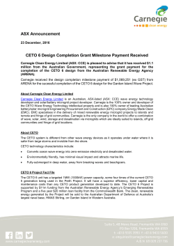 ASX Announcement CETO 6 Design Completion Grant Milestone