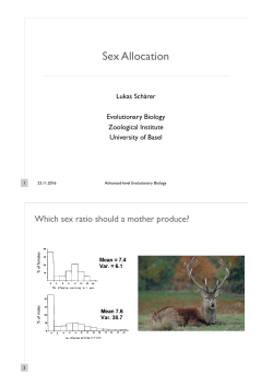 Sex Allocation - Evolutionary Biology
