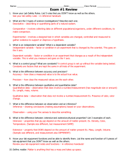 Exam #1 Review
