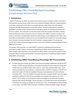 Establishing CMGC Fixed-Markup Percentage