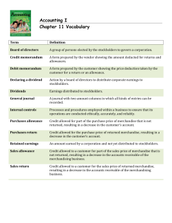 Accounting I Chapter 11 Vocabulary