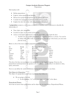 Campus Academic Resource Program Prepositions This handout will