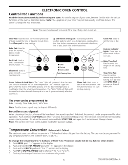 ELECTRONIC OVEN CONTROL Control Pad Functions