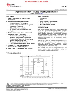 Single Cell Li-Ion Battery Fuel Gauge for Battery
