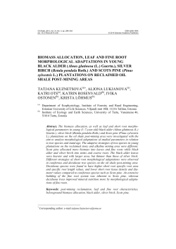 BIOMASS ALLOCATION, LEAF AND FINE ROOT