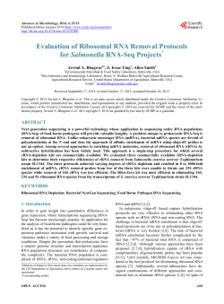 Evaluation of Ribosomal RNA Removal Protocols for Salmonella