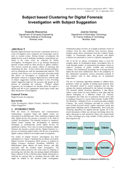 Subject based Clustering for Digital Forensic Investigation with