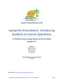Laying the Groundwork: Introducing Students to Inverse Operations