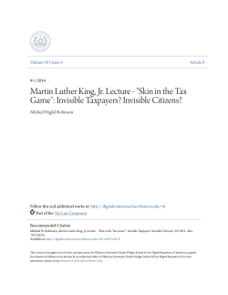 Martin Luther King, Jr. Lecture - "Skin in the Tax Game": Invisible
