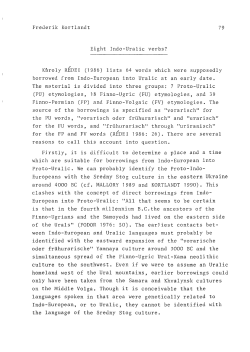 Frederik Kortlandt 79 Eight Indo-Uralic verbs? K&auml;roly REDEI (1986