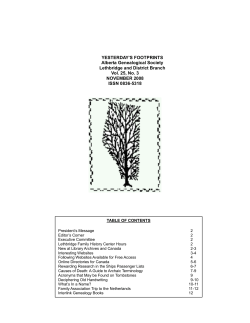 November 2008 - Lethbridge Genealogy Society