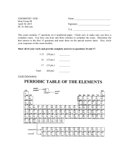 CHEMISTRY 102B Name Hour Exam III April 30, 2015 Signature Dr