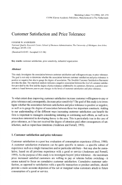 Customer satisfaction and price tolerance