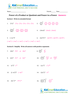 Power of a Product or Quotient and Power to a Power Answers