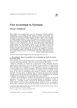 Cost Accounting in Germany