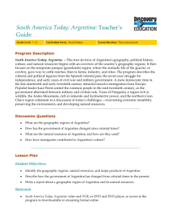 South America Today: Argentina: Teacher`s Guide
