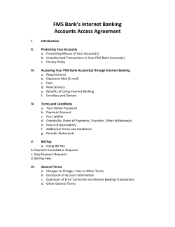FMS Bank`s Internet Banking Accounts Access Agreement