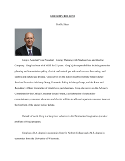 GREGORY BOLLOM Profile Sheet Greg is Assistant Vice President