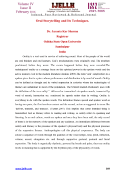 Oral Storytelling and Its Techniques.