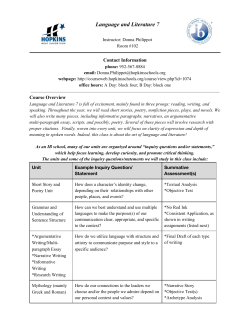 Course Syllabus (handed out at Open House)