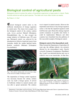Biological control of agricultural pests