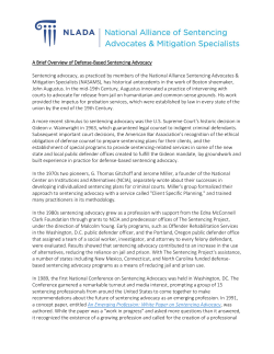 A Brief Overview of Defense-Based Sentencing Advocacy