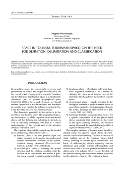 SPACE IN TOURISM, TOURISM IN SPACE: ON THE NEED FOR