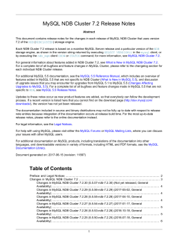 MySQL NDB Cluster 7.2 Release Notes