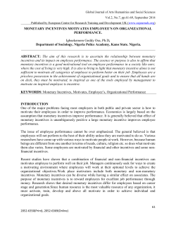 MONETARY INCENTIVES MOTIVATES EMPLOYEE`S ON