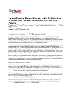 Largest Physical Therapy Provider in the Tri