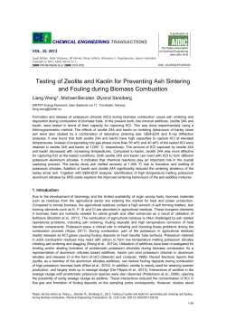 Testing of zeolite and kaolin for preventing ash sintering and
