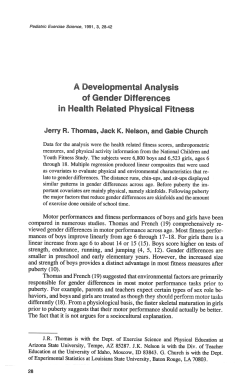 A Developmental Analysis of Gender Didf erences in Health Related