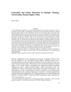 Federalism and Ethnic Minorities in Ethiopia