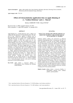 Effect of 6-benzyladenine application time on apple thinning of cv