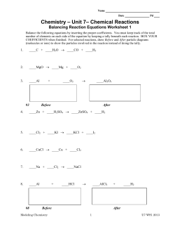 Chemistry – Unit 7– Chemical Reactions