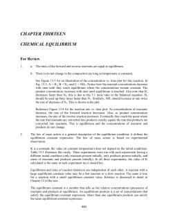 CHAPTER THIRTEEN CHEMICAL EQUILIBRIUM