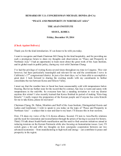 PEACE AND PROSPERITY IN NORTHEAST ASIA