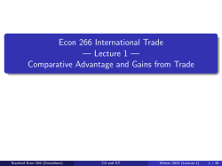 Econ 266 International Trade &mdash; Lecture 1 &mdash; Comparative