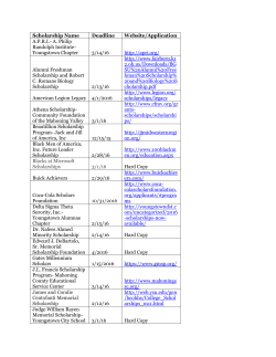 Scholarship Name Deadline Website/Application A.P.R.I.