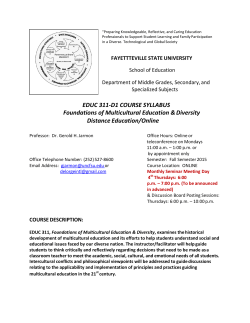 EDUC 311-D1 COURSE SYLLABUS Foundations of Multicultural