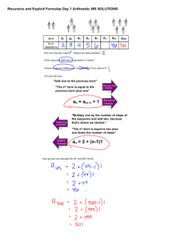 Recursive and Explicit Formulas Day 1 Arithmetic WS SOLUTIONS