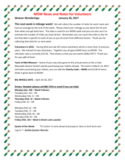 MOW News and Notes for Volunteers