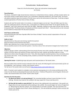 The Scarlet Letter: Penalty and Penance Views of sin the Puritan