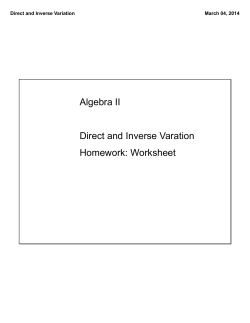 Algebra II Direct and Inverse Varation Homework: Worksheet