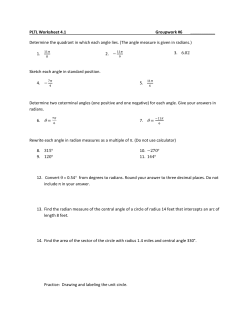 PLTL Worksheet 4.1 Groupwork #6 ______ Determine the quadrant