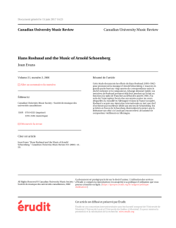 Hans Rosbaud and the Music of Arnold Schoenberg