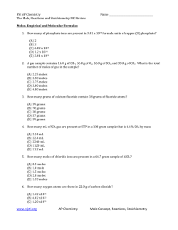 Moles, Empirical and Molecular Formulas