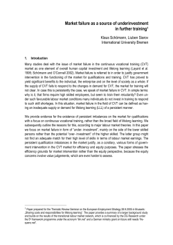 Market failure as a source of underinvestment in further training1